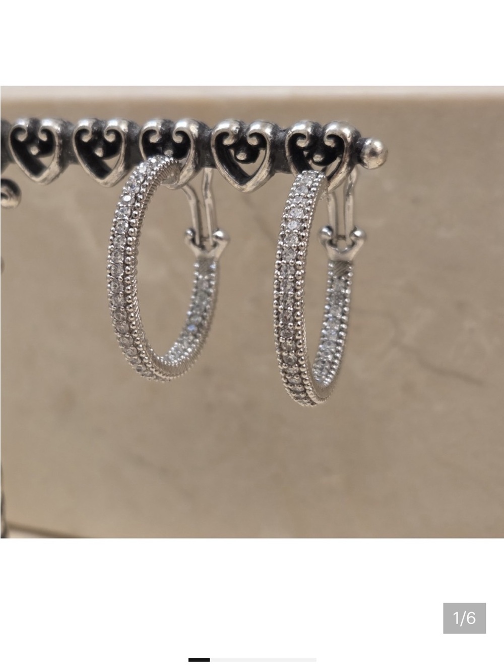 Stunning Retired Judith Ripka Pave Hoop Earring